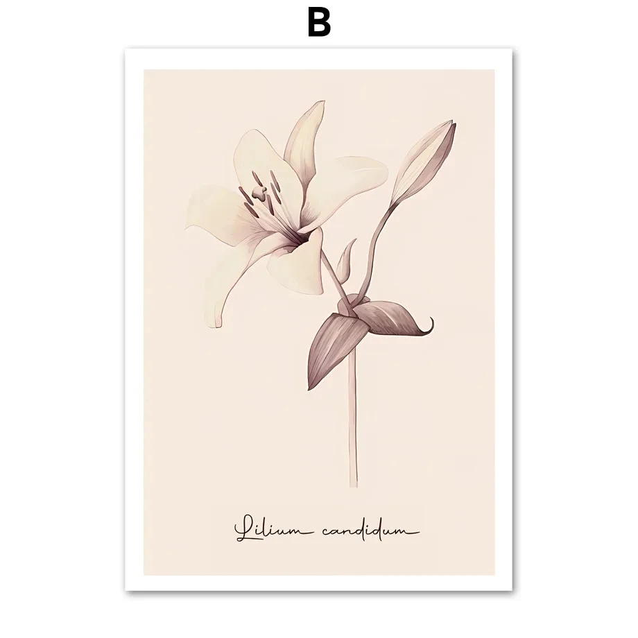Plakat beżowy dmuchawiec minimalistyczny żółty