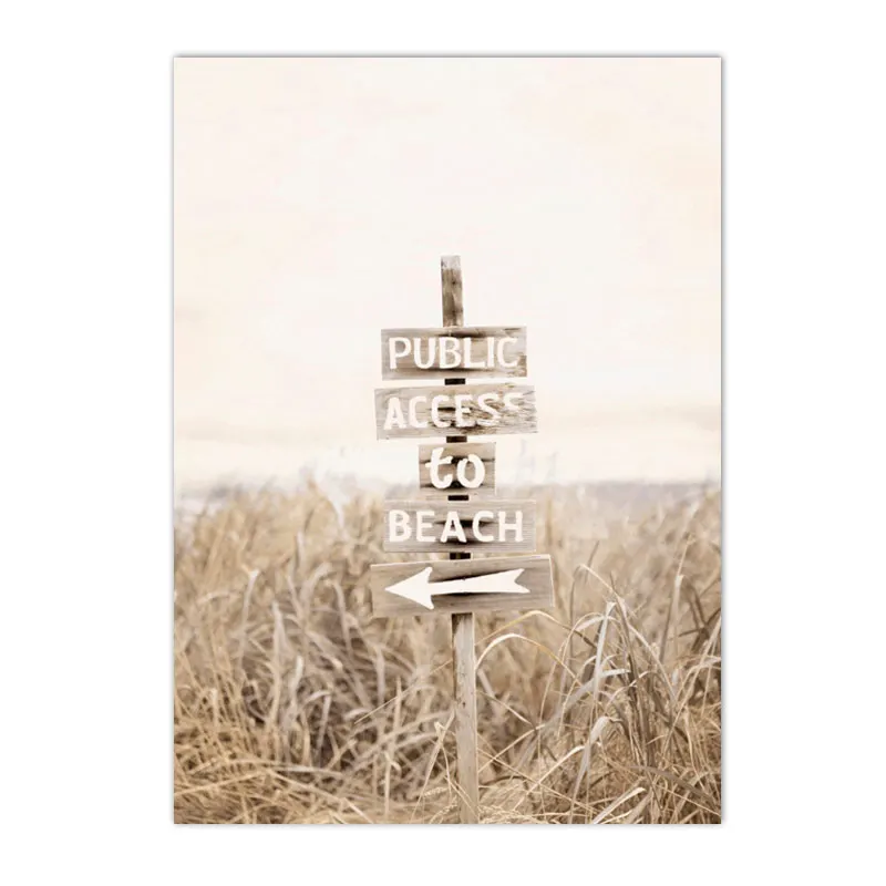 Plakat beżowy pejzaż plaży w stylu nordyckim Jasnożółty