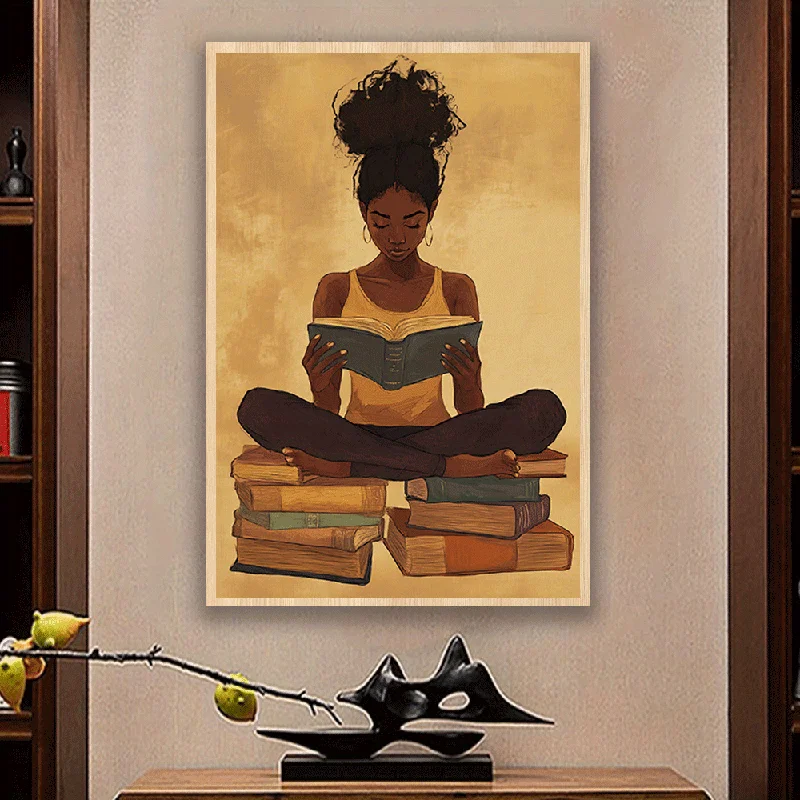 Plakat biblioteka ze stosami książek Fioletowy/фиолетовый