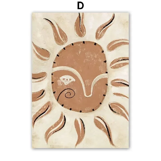 Plakat boho dziewczyna słońce i kawa żółty