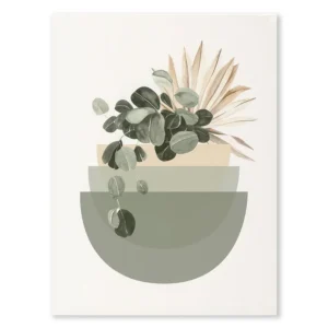 Plakat boho półkola zieleń i beż żółty