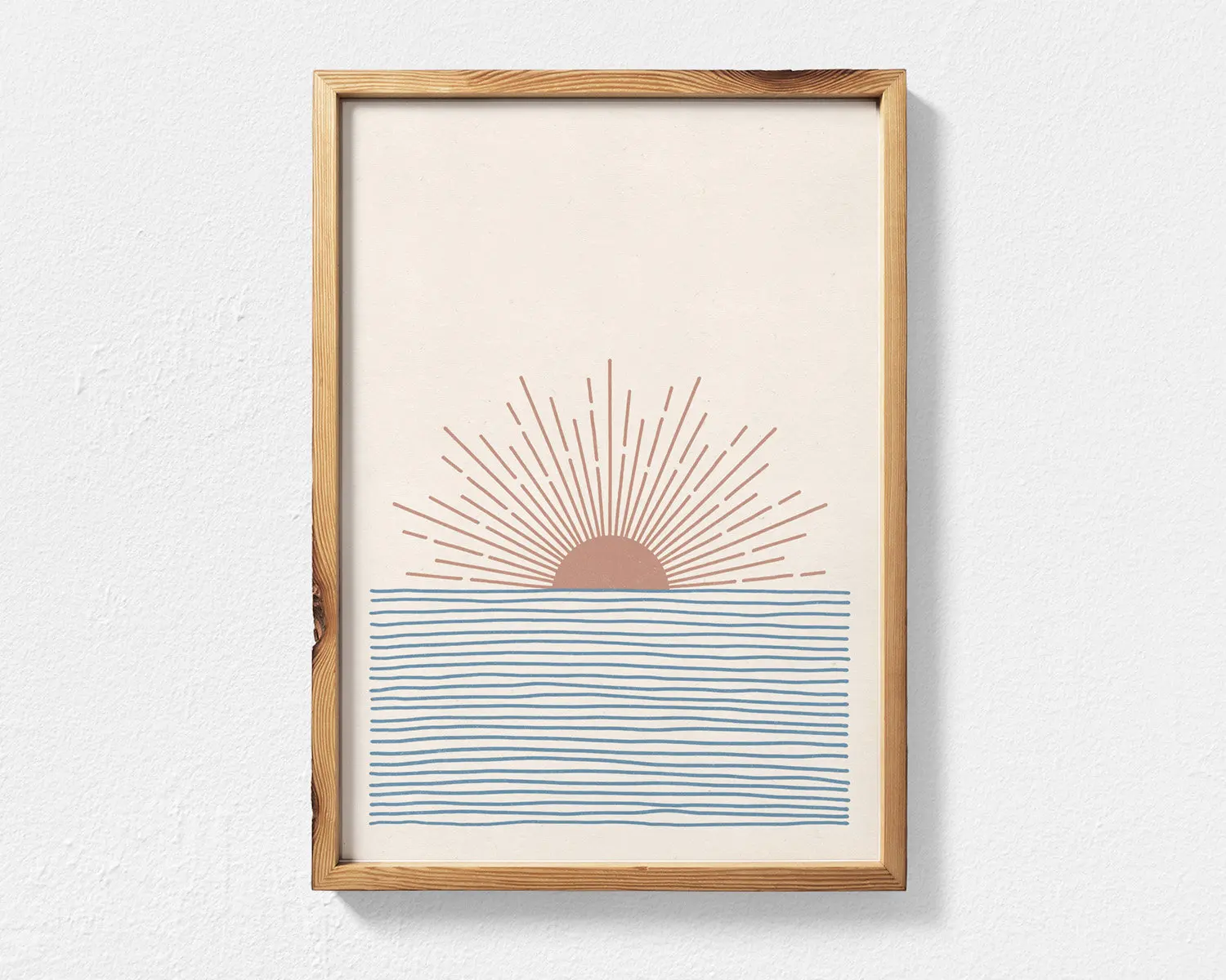 Boho słońce mid century - plakat abstrakcyjny Biały