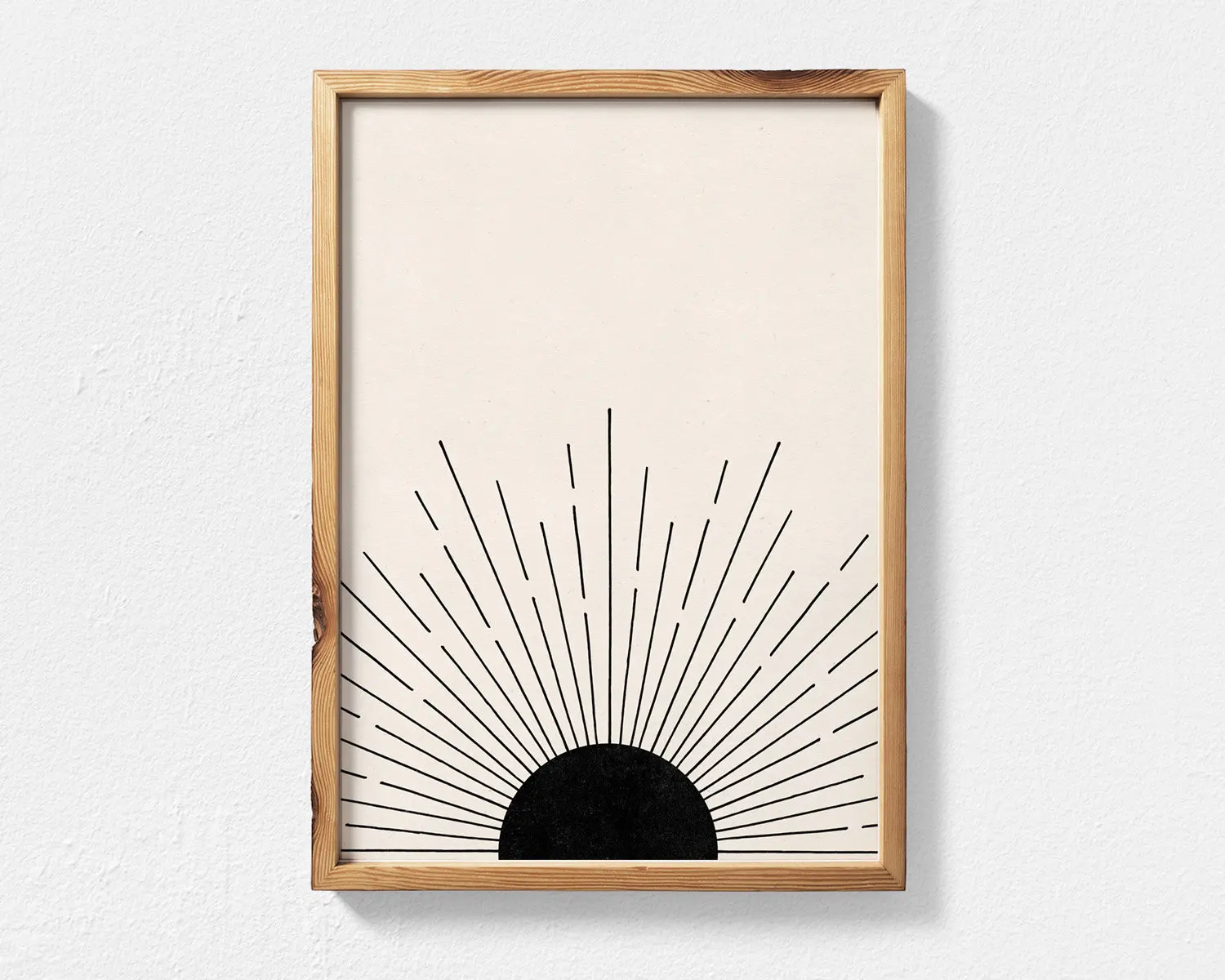 Boho słońce mid century - plakat abstrakcyjny Czarny