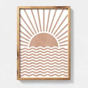 Boho słońce mid century - plakat abstrakcyjny Czerwony