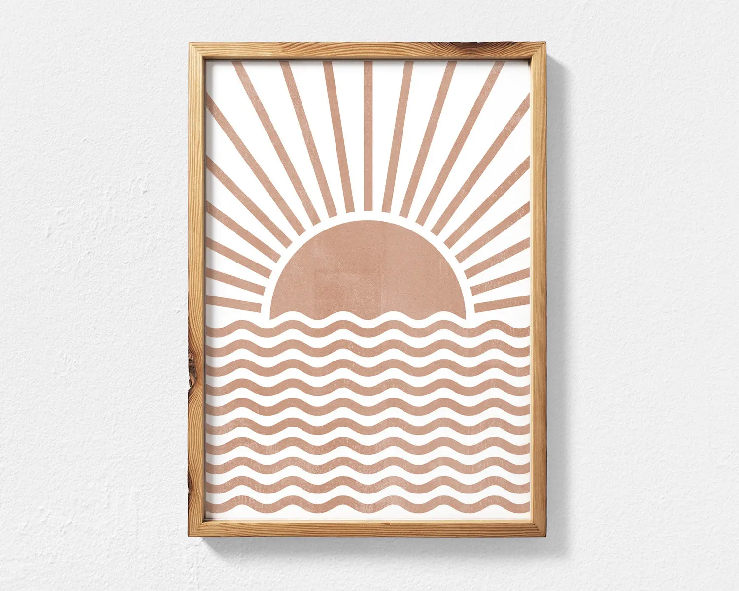Boho słońce mid century - plakat abstrakcyjny Czerwony