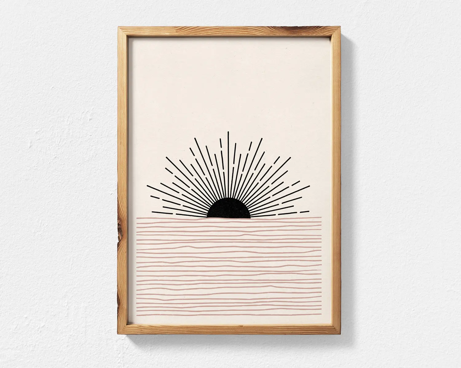 Boho słońce mid century - plakat abstrakcyjny Niebieski