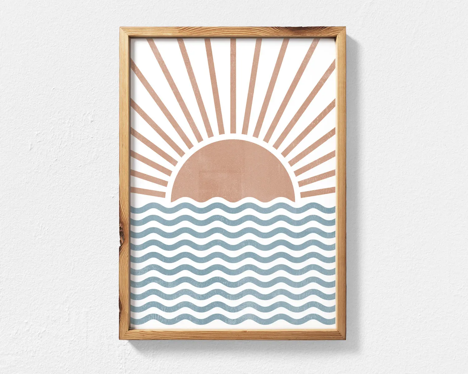 Boho słońce mid century - plakat abstrakcyjny żółty