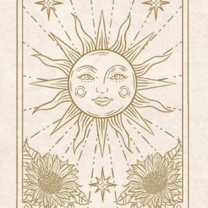 Słońce i księżyc - plakat tarot boho Biały