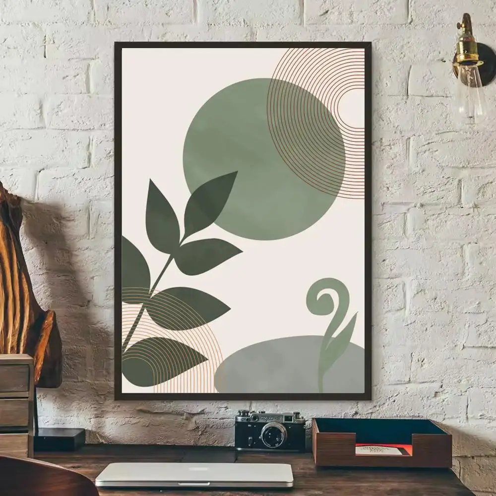 Plakat boho liście, słońce i tęcza Fioletowy