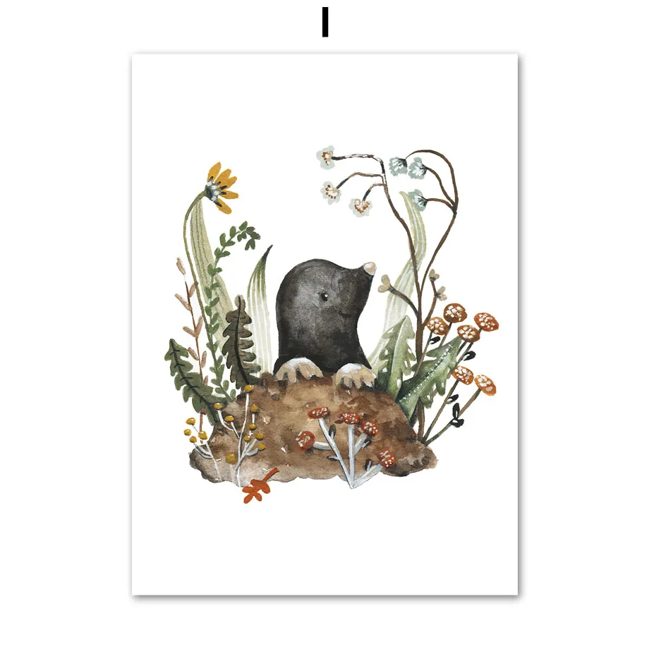 Plakat boho zwierzęta do pokoju dziecięcego Granatowy