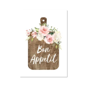 Bon Appetit - plakat do kuchni w stylu francuskim Biały