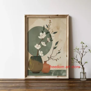 Plakat bonsai wabi-sabi japandi Biały