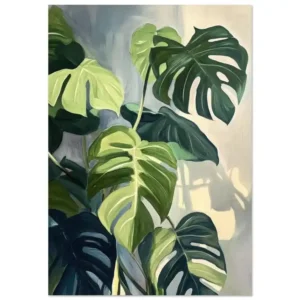 Plakat botaniczny - liść monstery Czerwony