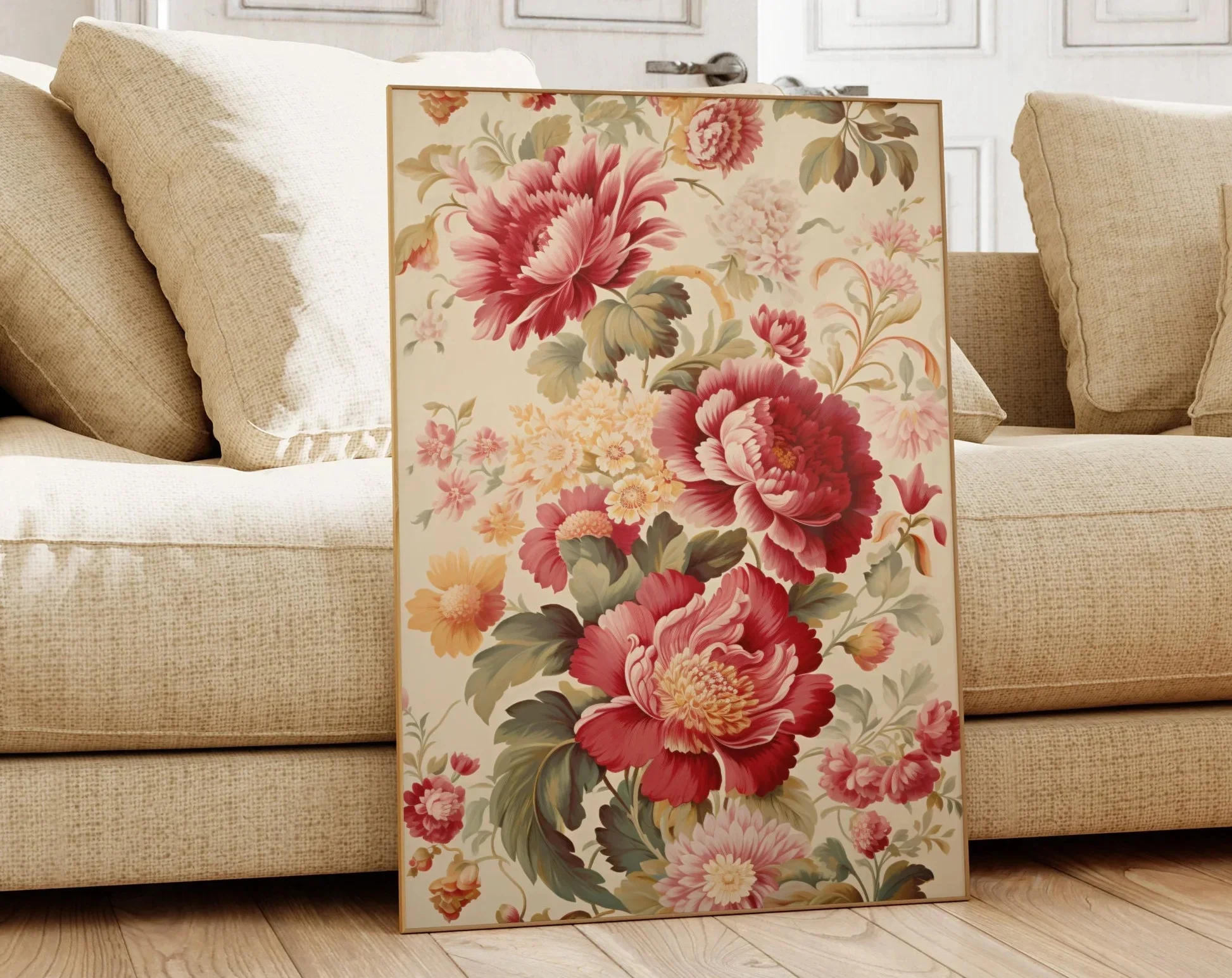 Plakat botaniczny vintage w stylu retro Fuksja