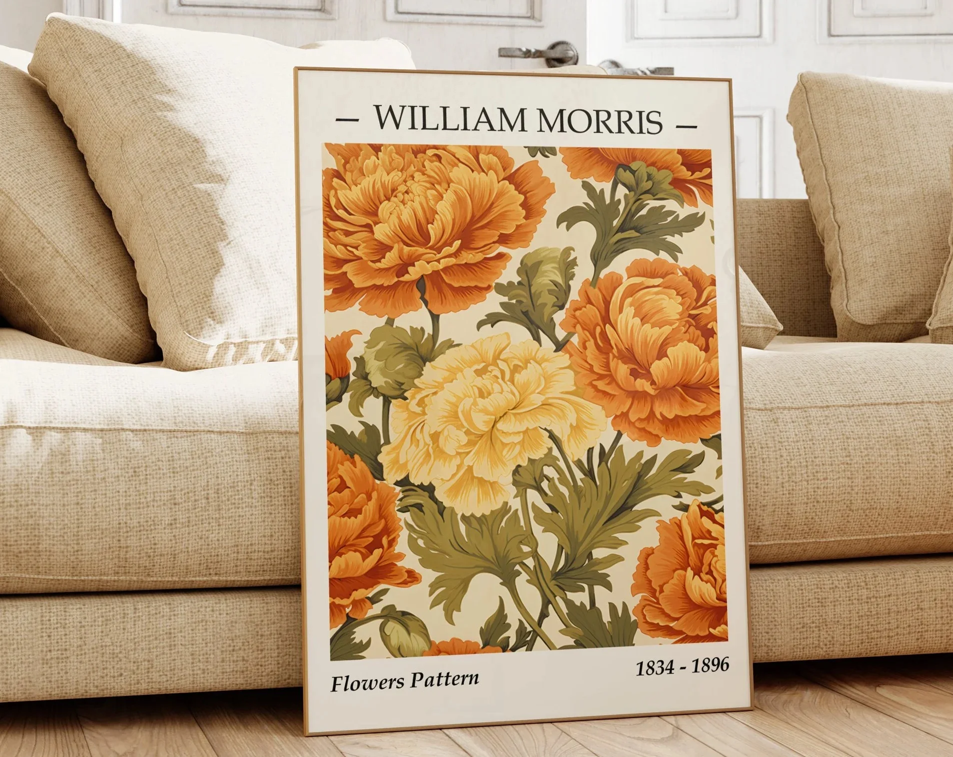 Plakat botaniczny vintage w stylu retro Królewski niebieski