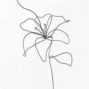 Plakat botaniczny - bukiet kwiatów w liniach żółty