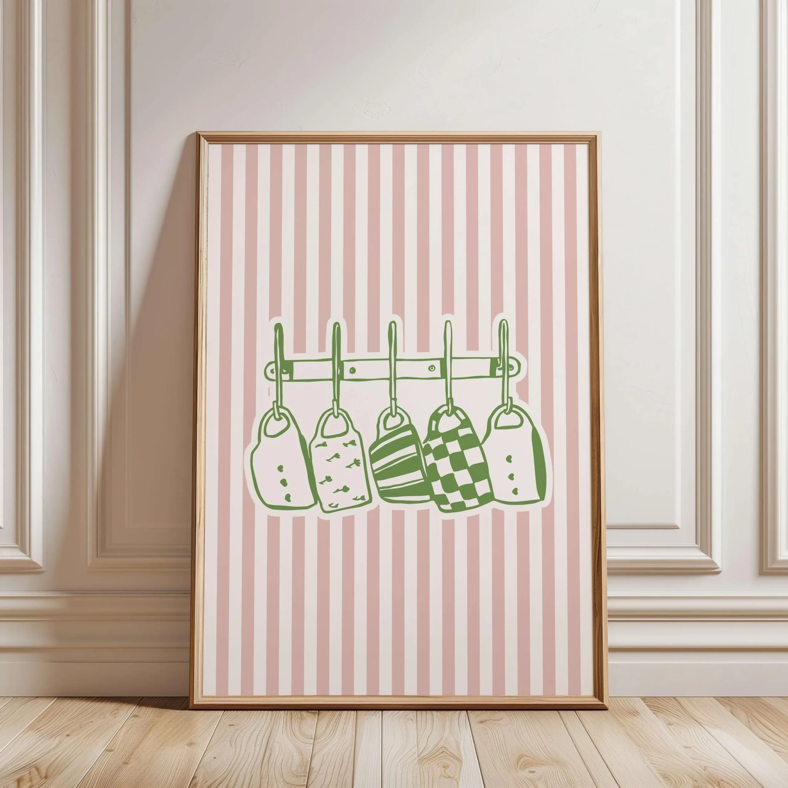 Minimalistyczny plakat Cafecito z motywem matcha Khaki