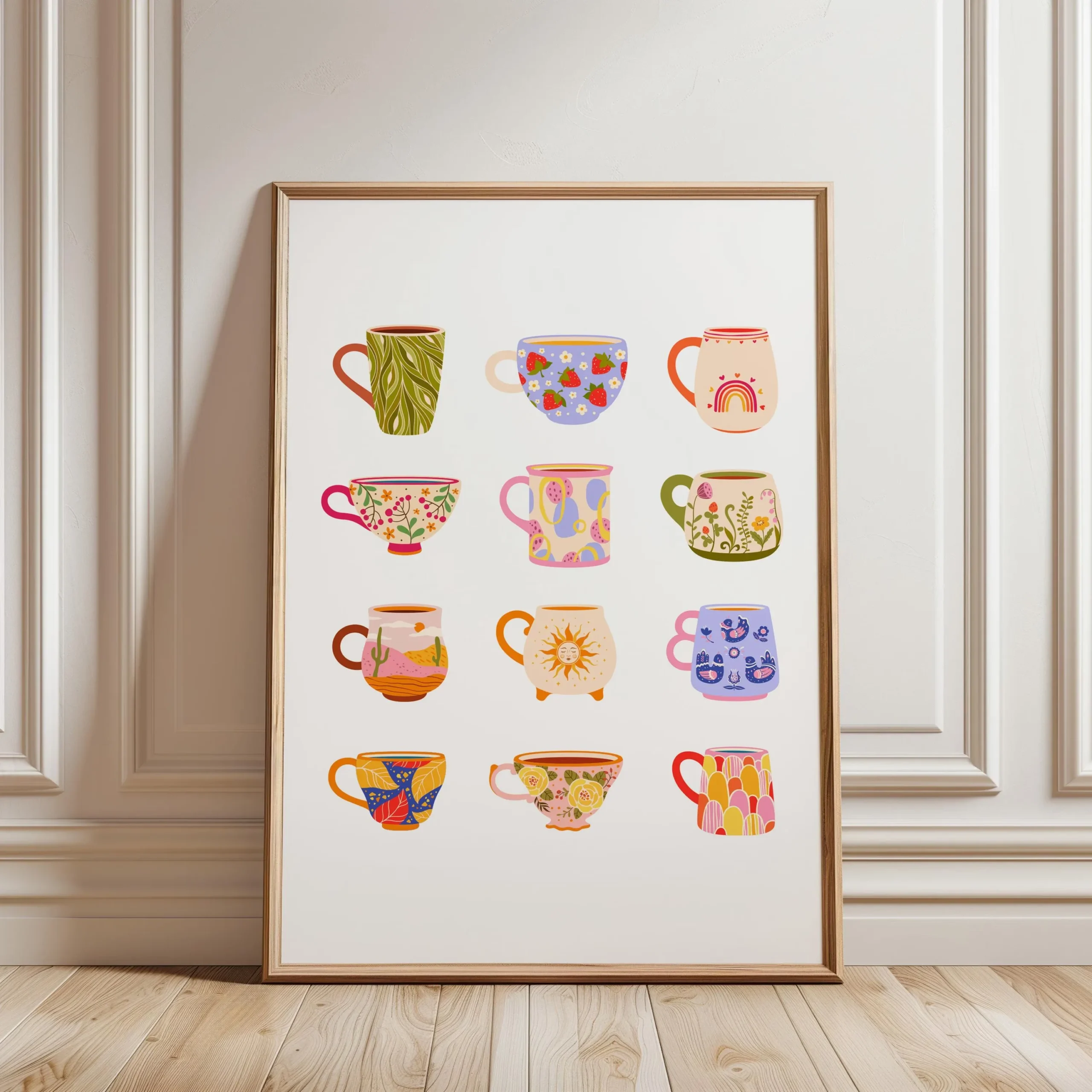 Minimalistyczny plakat Cafecito z motywem matcha Królewski niebieski