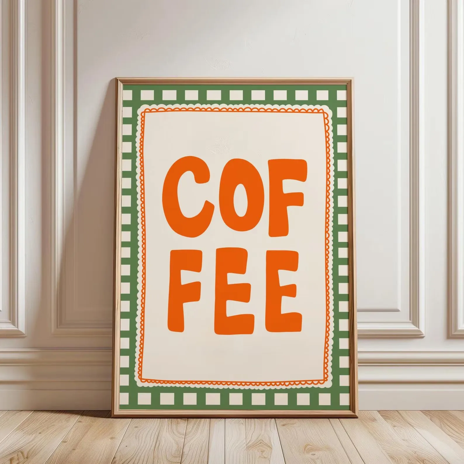 Minimalistyczny plakat Cafecito z motywem matcha Szary
