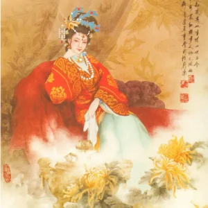 Plakat chińska piękność w stroju hanfu Biały