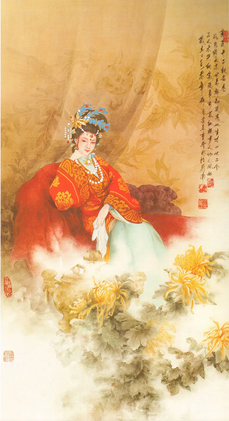 Plakat chińska piękność w stroju hanfu Biały