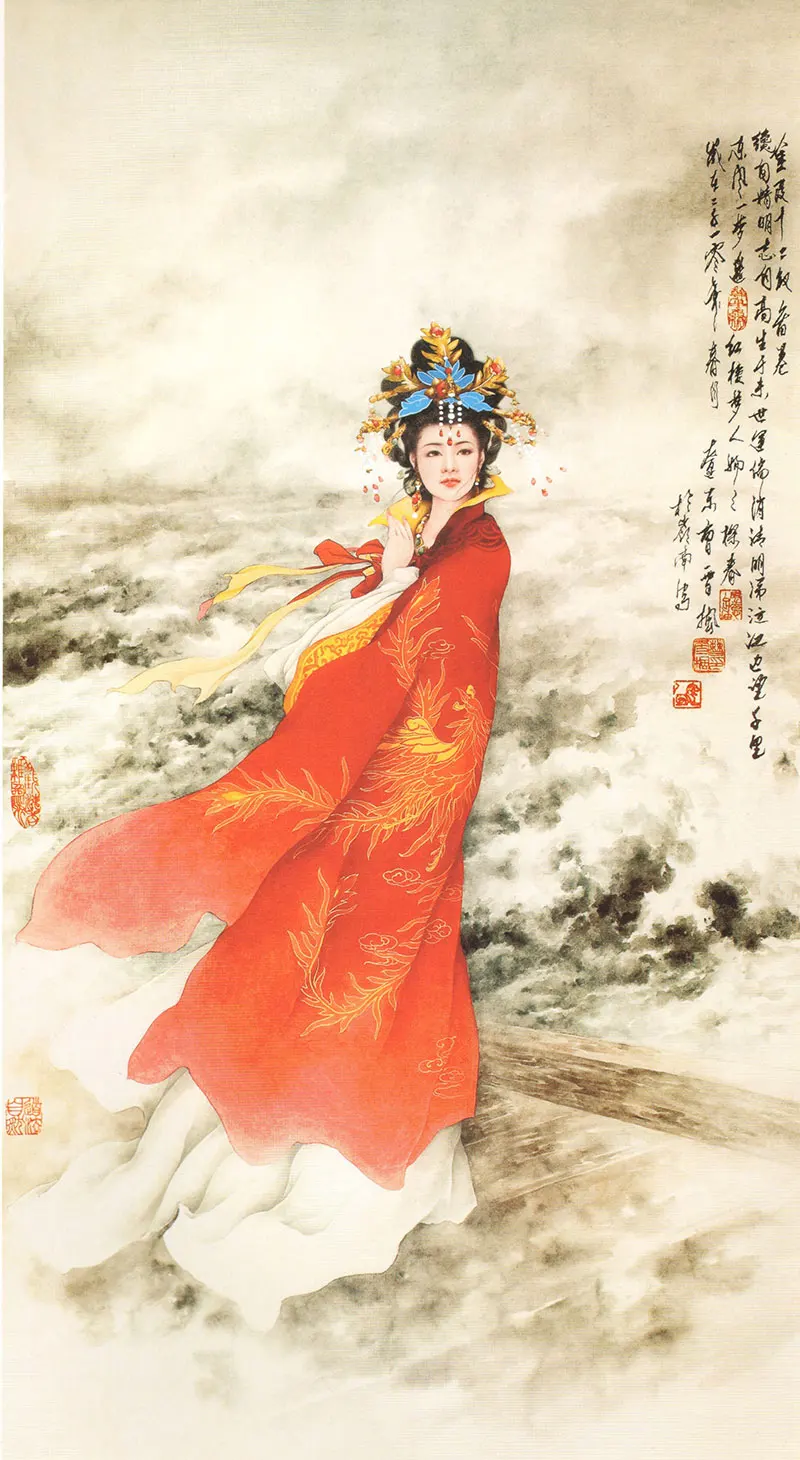 Plakat chińska piękność w stroju hanfu Czarny