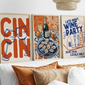Cin Cin - vintage plakat maksymalistyczny do baru Zielony