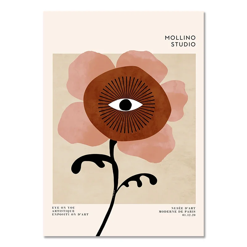 Cytrynowy kwiat i oko - vintage plakat roślinny żółty