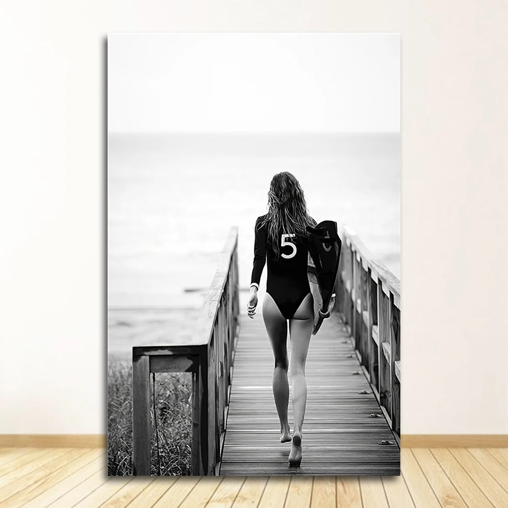 Plakat czarno-biała fotografia mody Granatowy