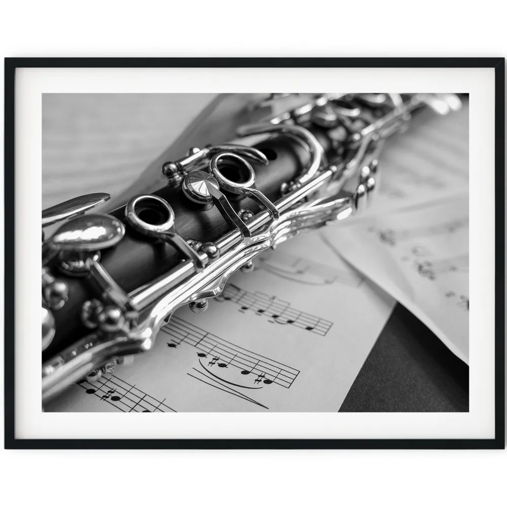 Plakat czarno-białe instrumenty muzyczne Jasnozielony