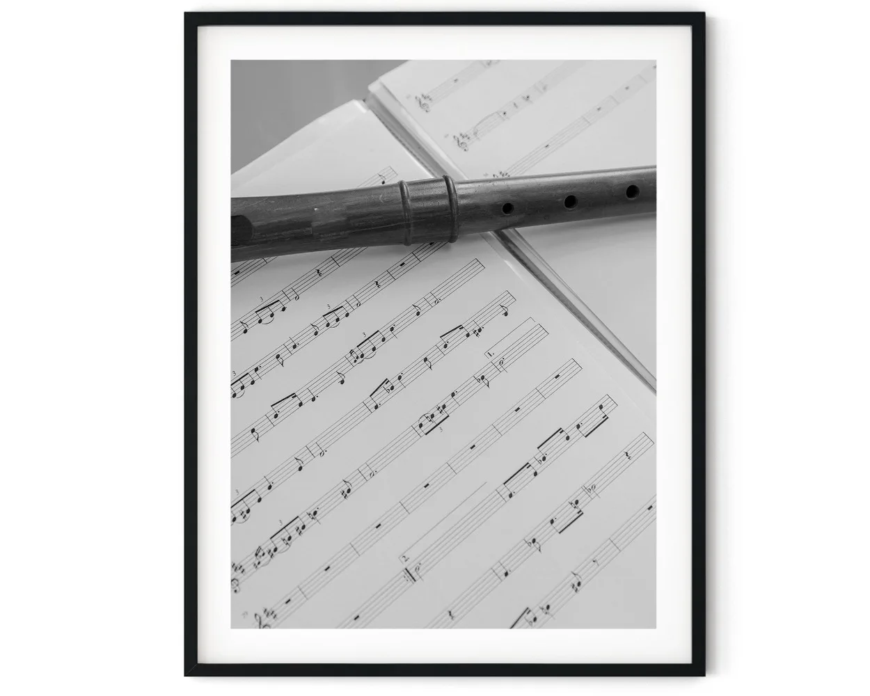 Plakat czarno-białe instrumenty muzyczne Jasny