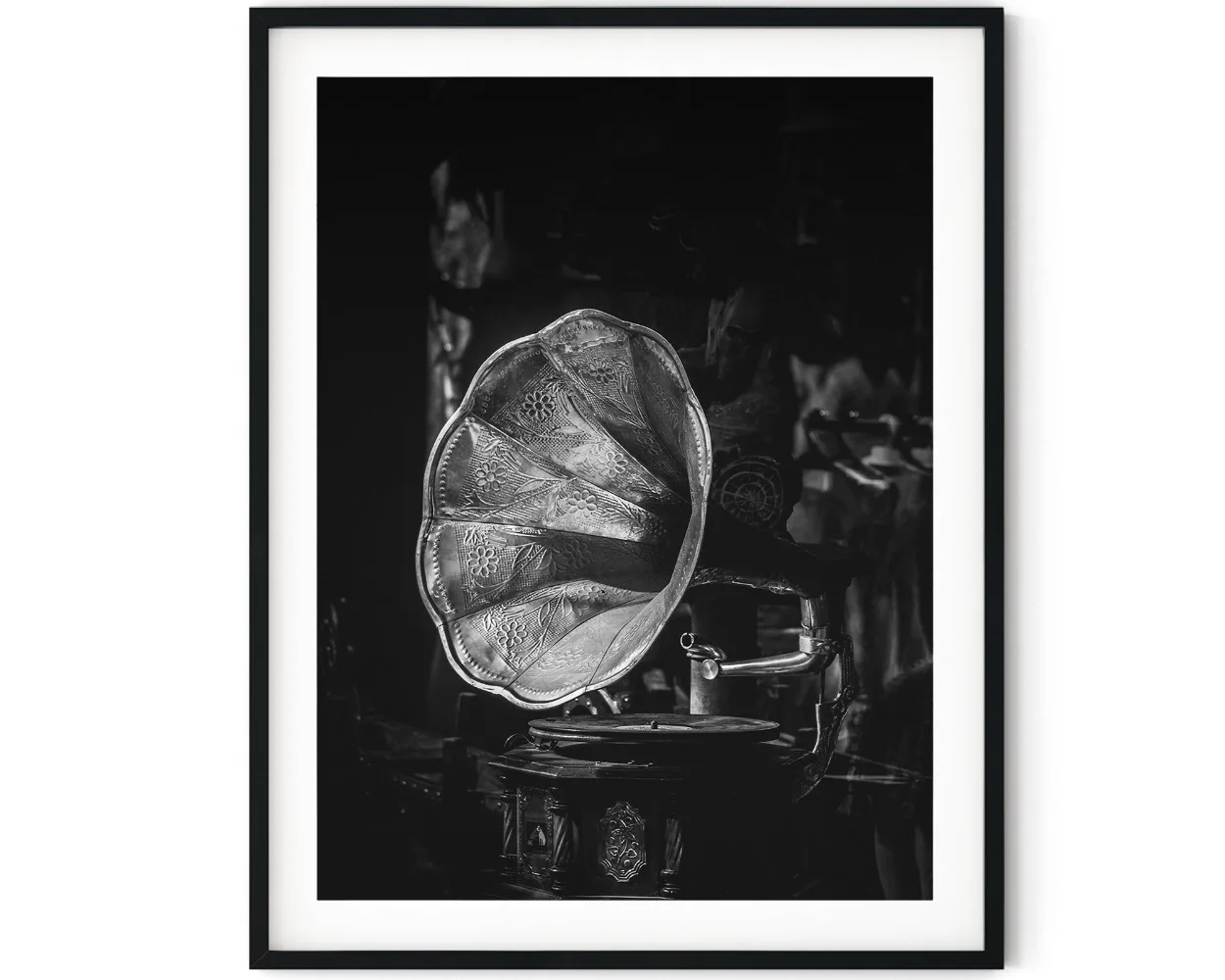 Plakat czarno-białe instrumenty muzyczne Wielo