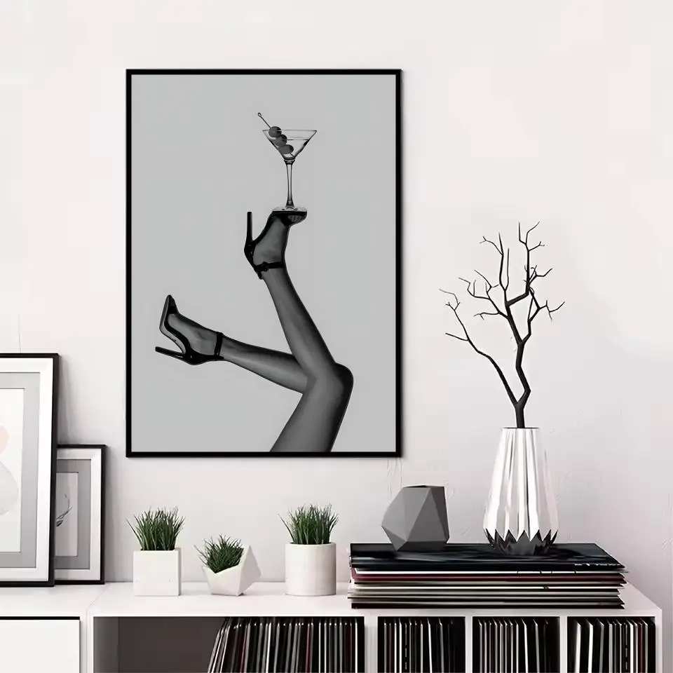 Czarno-biały plakat fashion w luksusowym stylu Czarny