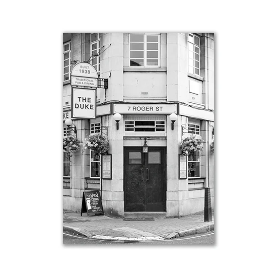 Plakat czarno-biały - fotografia europejskich miast Ciemny szary