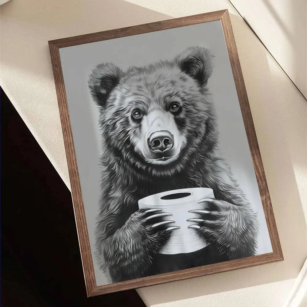 Plakat czarno-biały miś - dekoracja ścienna Niebieski