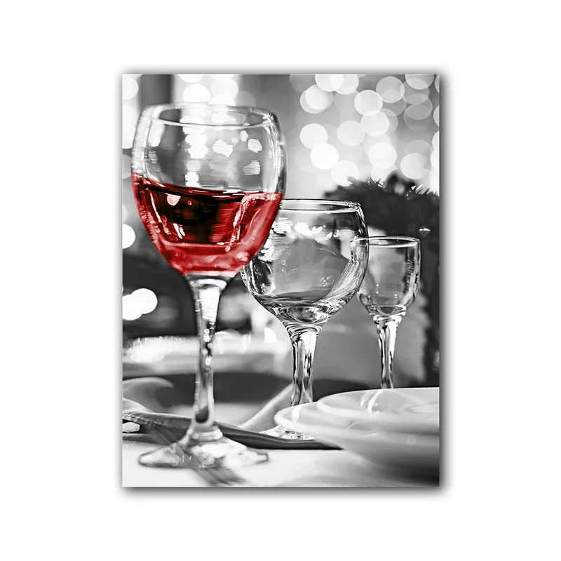 Plakat czerwone wino i kieliszek Czarny