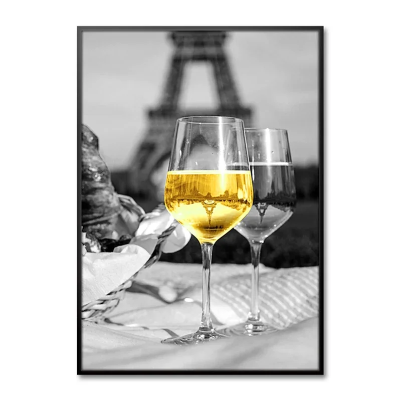 Plakat czerwone wino i kieliszek Kawa