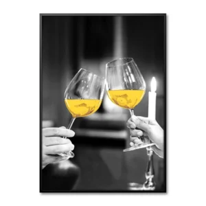 Plakat czerwone wino i kieliszek Liliowy