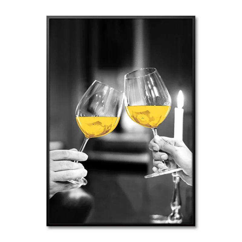 Plakat czerwone wino i kieliszek Liliowy