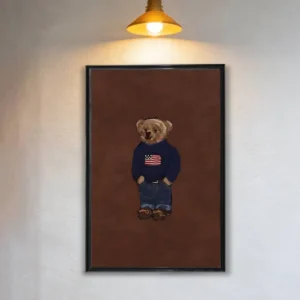 Plakat delikatny miś art - modna dekoracja Brązowy