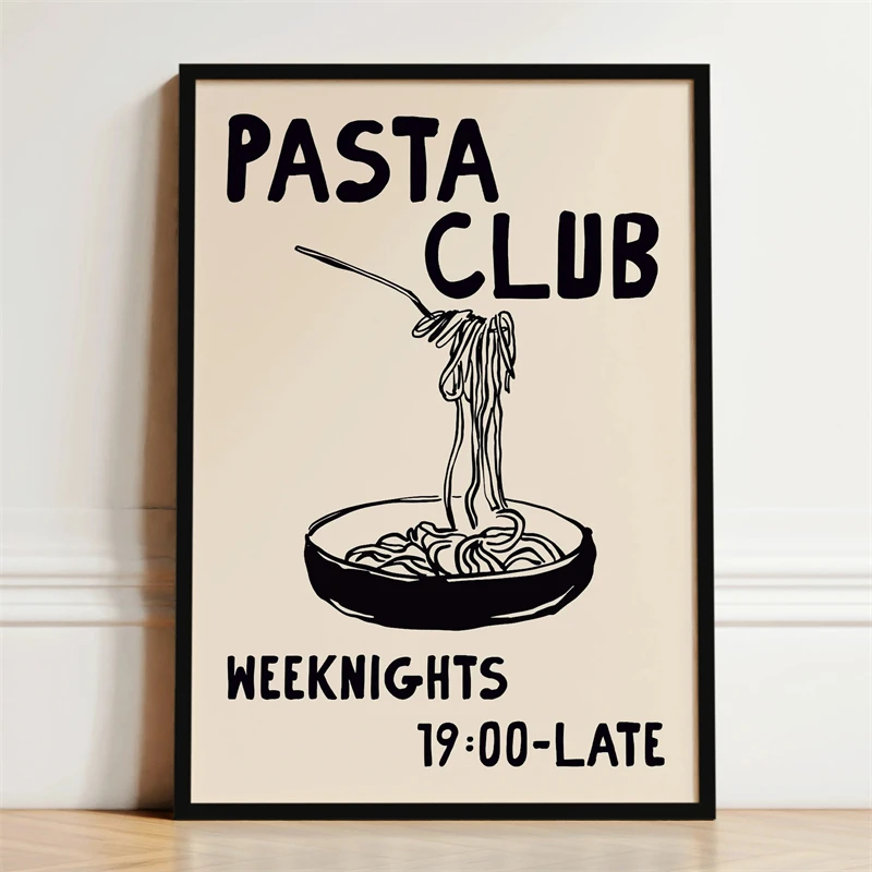 Plakat do kuchni - kawa, wino i makaron żółty