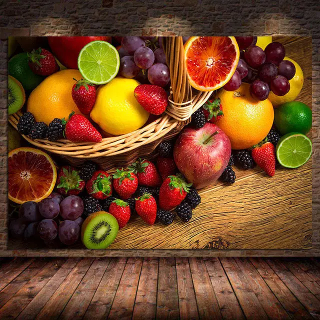Plakat do kuchni z owocami i warzywami Burgundia