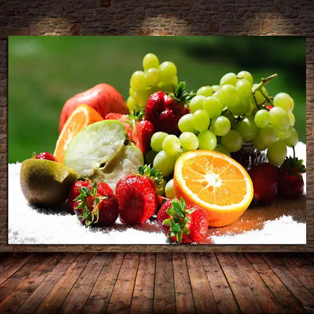Plakat do kuchni z owocami i warzywami Fioletowy