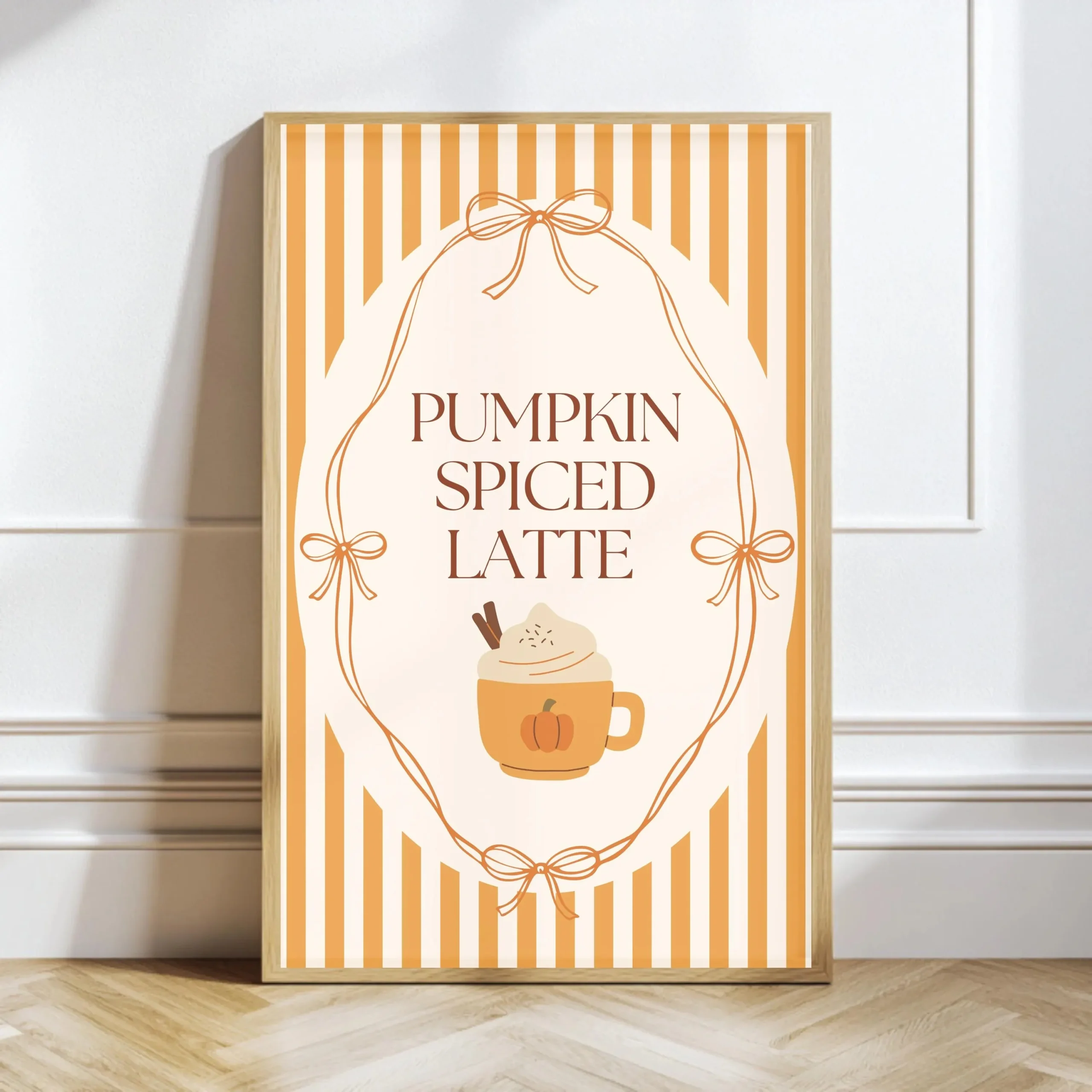 Dyniowe latte - jesienny plakat do kuchni Burgundia