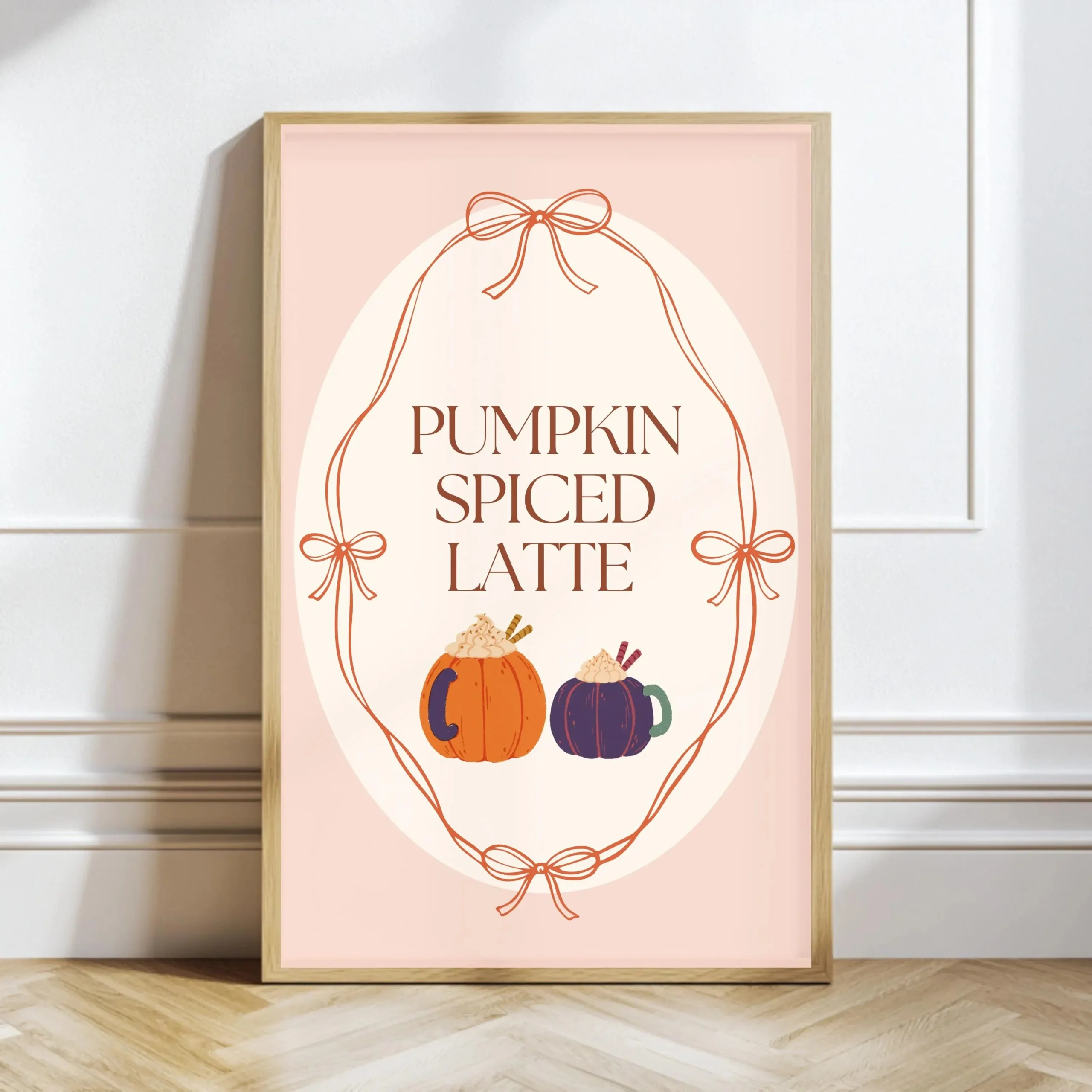 Dyniowe latte - jesienny plakat do kuchni Fioletowy