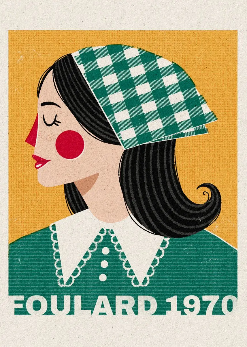 Plakat modna dziewczyna w mieście - japoński styl vintage Fioletowy