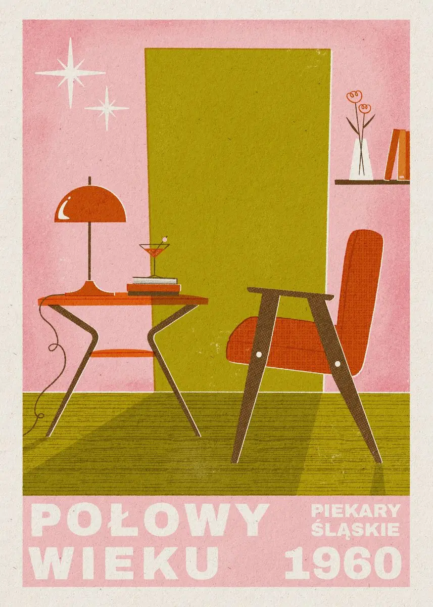 Plakat modna dziewczyna w mieście - japoński styl vintage Jasnoszary