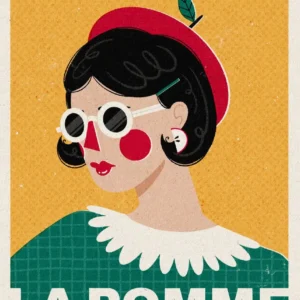 Plakat modna dziewczyna w mieście - japoński styl vintage Jasnozielony
