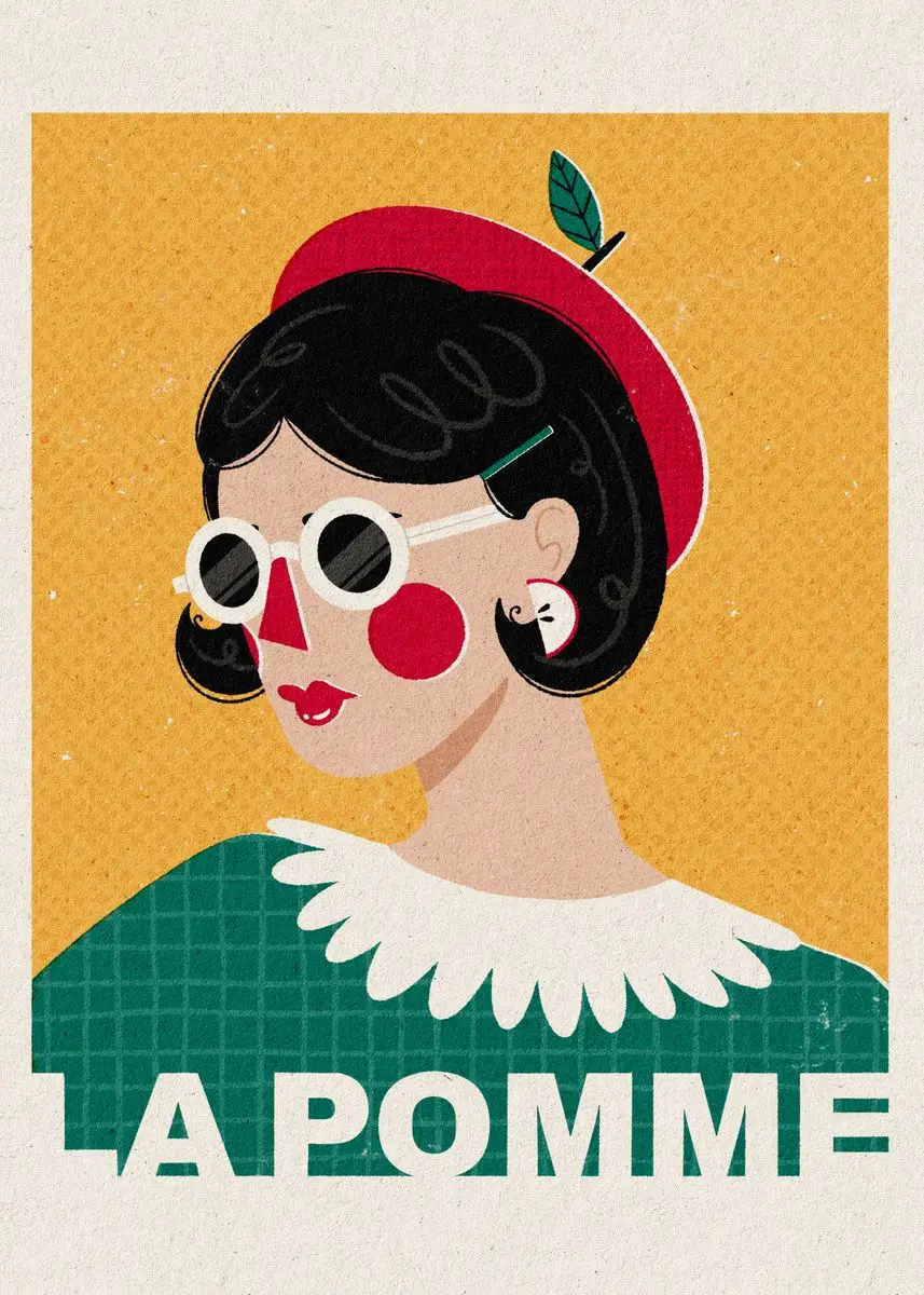 Plakat modna dziewczyna w mieście - japoński styl vintage Jasnozielony