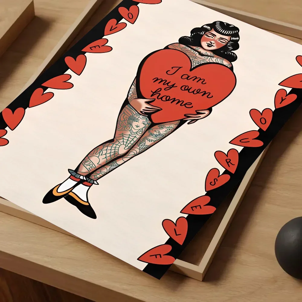 Plakat dziewczyna w stylu punk żółty